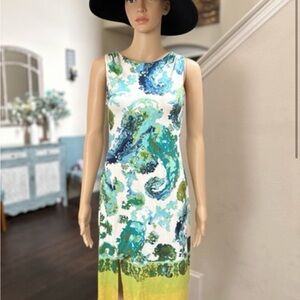 Tommy Bahama Blue and Green Paisley Midi Dress